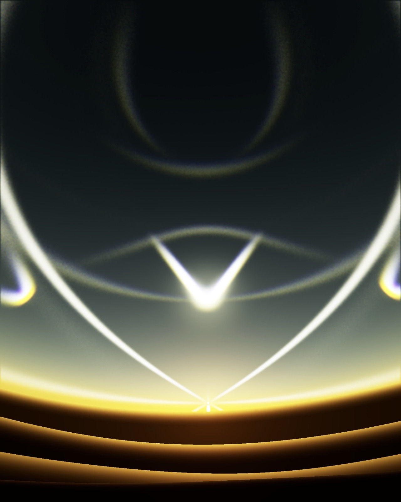 PARHELION plate 8 — tangent arcs converging to a bright point above a band of warm gold light near the horizon.